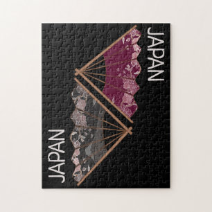 Modernes Sakura Fan Hand Illustriert Japan Puzzle