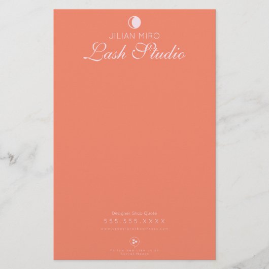 Modernes Salon Beauty Eyelash Studio Briefpapier (Vorderseite)