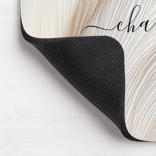 Modernes, Salon, Elegant, Wellen, Monogramm Mousepad (Ecke)