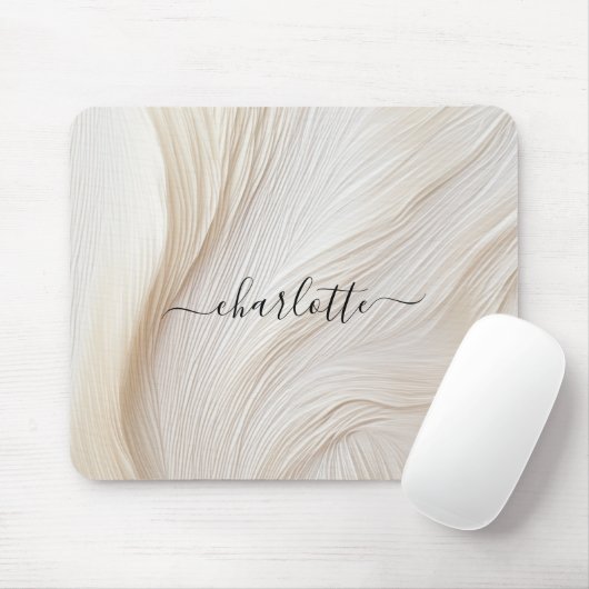 Modernes, Salon, Elegant, Wellen, Monogramm Mousepad (Mit Mouse)