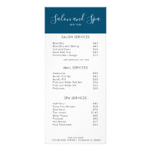Modernes Salon Price Menü