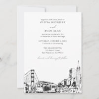 Modernes San Francisco Wedding Skyline Black & Whi