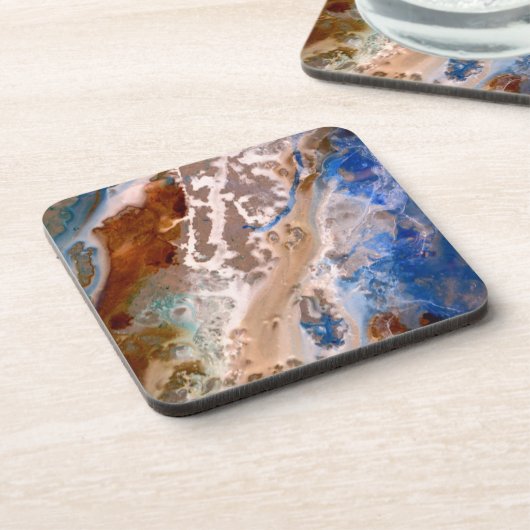 Modernes Sandstrandmuster mit Schaumwassermuster Getränkeuntersetzer (Linke Seite)