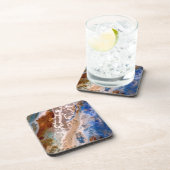 Modernes Sandstrandmuster mit Schaumwassermuster Getränkeuntersetzer (Rechte Seite)