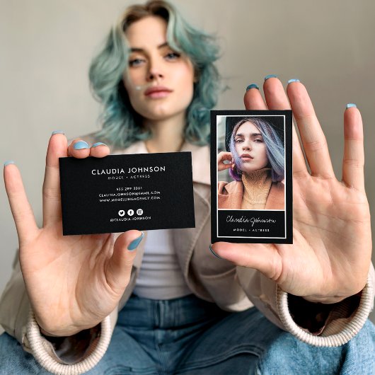 Modernes Sängerdänger-Foto des Schwarzen Schauspie Visitenkarte