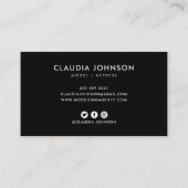 Modernes Sängerdänger-Foto mit schwarzem Rahmen Visitenkarte (Rückseite)