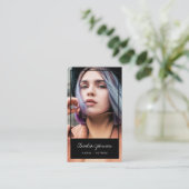 Modernes Sängerdänger-Foto mit schwarzem Rahmen Visitenkarte (Stehend Vorderseite)