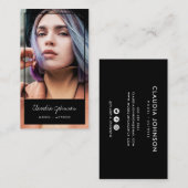 Modernes Sängerdänger-Foto mit schwarzem Rahmen Visitenkarte (Vorne/Hinten)