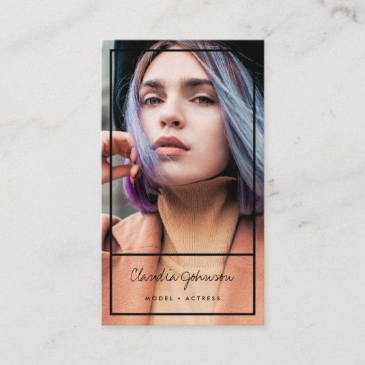 Modernes Sängerdänger-Foto mit schwarzem Rahmen Visitenkarte (Vorderseite)