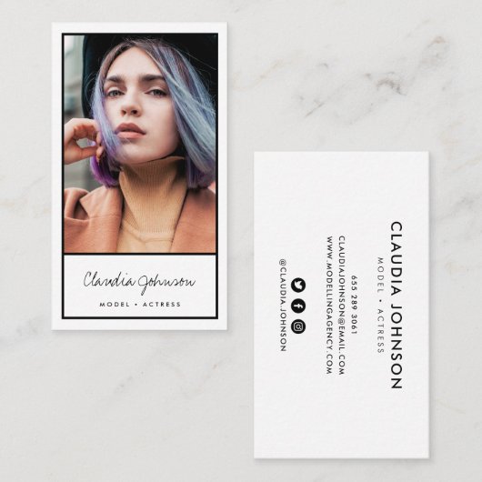 Modernes Sängermodell für Schwarz-weiße Schauspiel Visitenkarte (Vorne/Hinten)