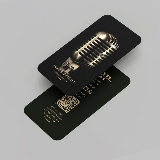 Modernes Sängermusikstudio Gold Mic Visitenkarte