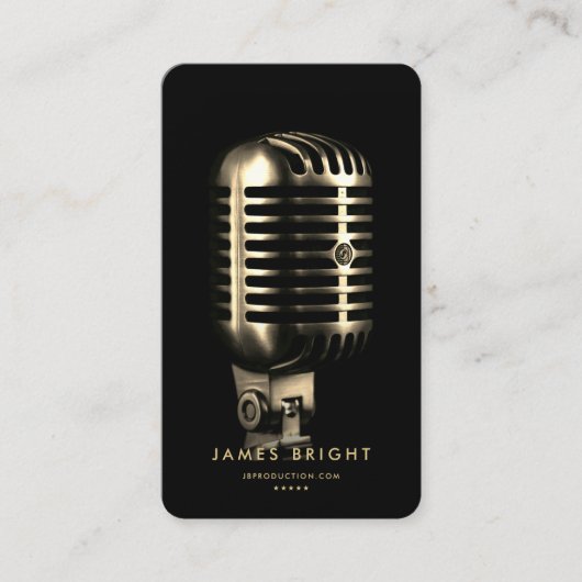 Modernes Sängermusikstudio Gold Mic Visitenkarte (Vorderseite)