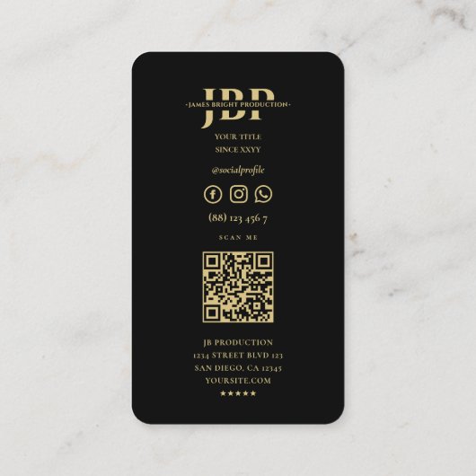 Modernes Sängermusikstudio Gold Mic Visitenkarte (Rückseite)