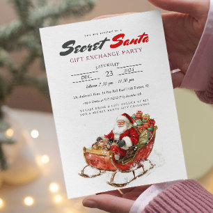 Modernes Santa Sleigh Secret Weihnachten Party Einladung
