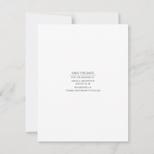 Modernes, sauberes Minimalistisches Foto Save The Date (Rückseite)