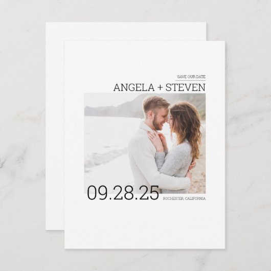 Modernes, sauberes Minimalistisches Foto Save The Date (Vorne/Hinten)