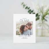 Modernes, sauberes Minimalistisches Foto Save The Date (Stehend Vorderseite)