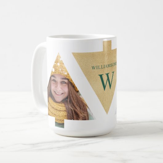 Modernes, sauberes, minimalistisches Weihnachtsbau Kaffeetasse (Vorderseite Links)