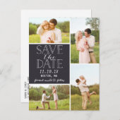 Modernes, Save the Date 4-Foto-Klassik Ankündigungspostkarte (Vorne/Hinten)