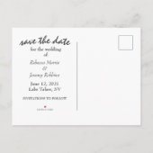 Modernes Save the Date Ankündigungspostkarte (Rückseite)