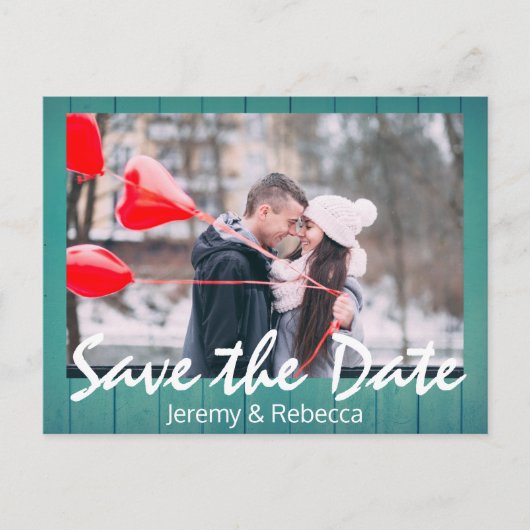 Modernes Save the Date Ankündigungspostkarte (Vorderseite)