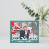 Modernes Save the Date Ankündigungspostkarte (Stehend Vorderseite)