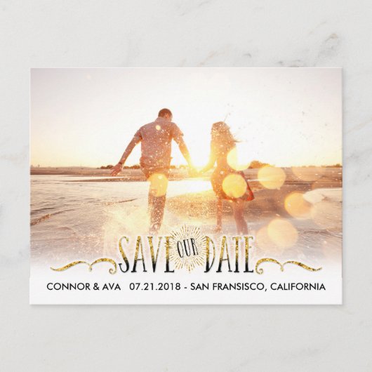 Modernes Save the Date Ankündigungspostkarte (Vorderseite)