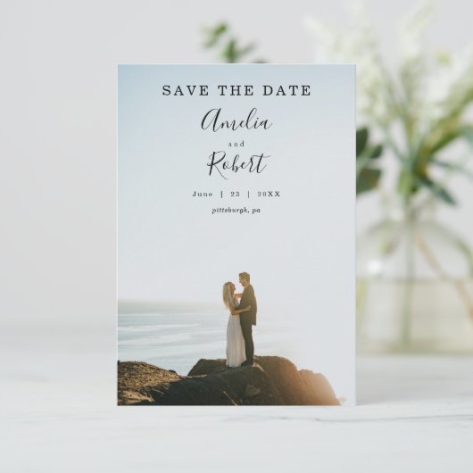 Modernes Save the Date Einladung (Stehend Vorderseite)