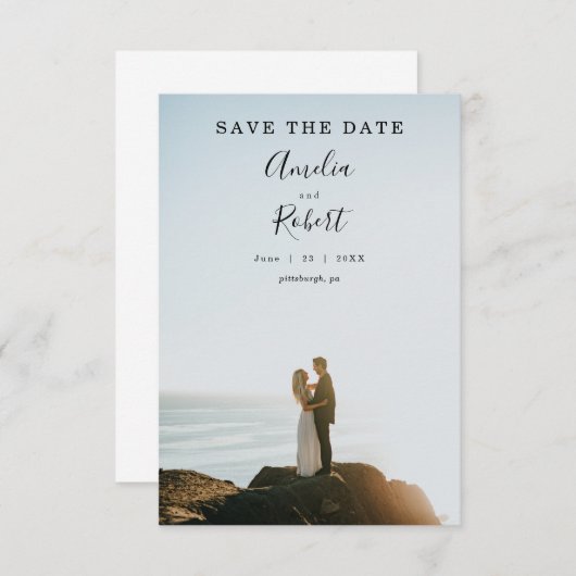 Modernes Save the Date Einladung (Vorne/Hinten)