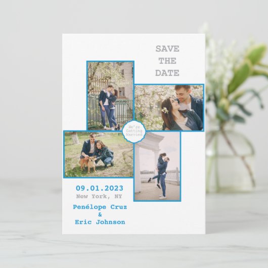 Modernes Save the Date Einladung (Stehend Vorderseite)