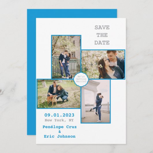 Modernes Save the Date Einladung (Vorne/Hinten)