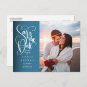 Modernes Save the Date Elegantes Foto mit weißem S Ankündigungspostkarte (Vorne/Hinten)