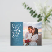 Modernes Save the Date Elegantes Foto mit weißem S Ankündigungspostkarte (Stehend Vorderseite)