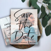 Modernes Save the Date Elegantes Script-Foto Ankündigungspostkarte