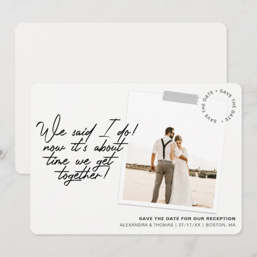 Modernes Save the Date Empfang Foto (Vorne/Hinten)