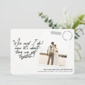 Modernes Save the Date Empfang Foto (Stehend Vorderseite)