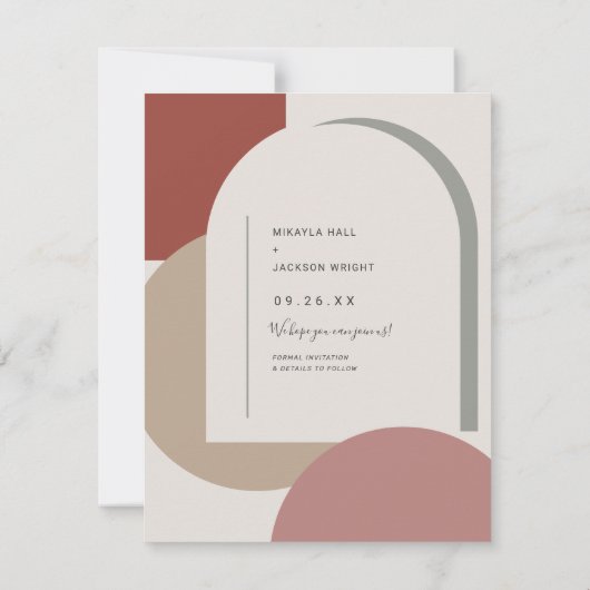 Modernes Save the Date feines Abstraktes Foto Einladung (Rückseite)