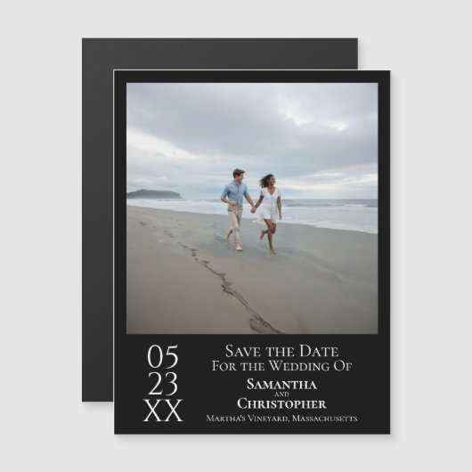 Modernes, Save the Date Foto Classic Black Magnet (Vorne/Hinten)