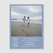 Modernes Save the Date Foto Dusty Blue Magnet (Vorderseite)