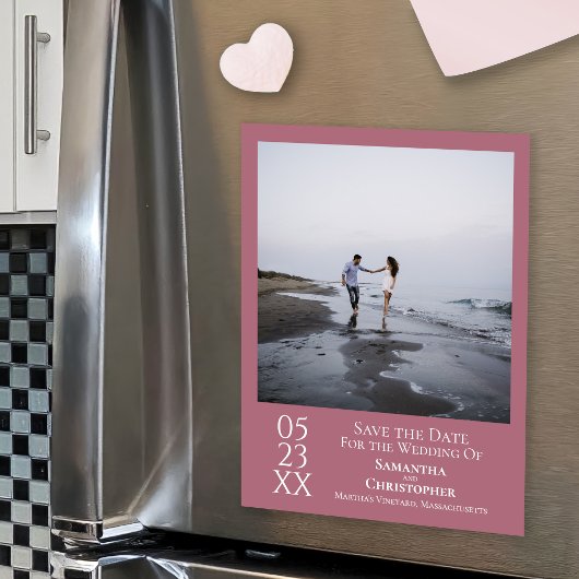 Modernes Save the Date Foto Dusty Rose Magnet