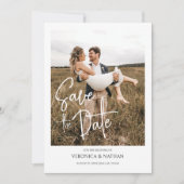 Modernes, Save the Date Foto QR Code Wedding Einladung (Vorderseite)