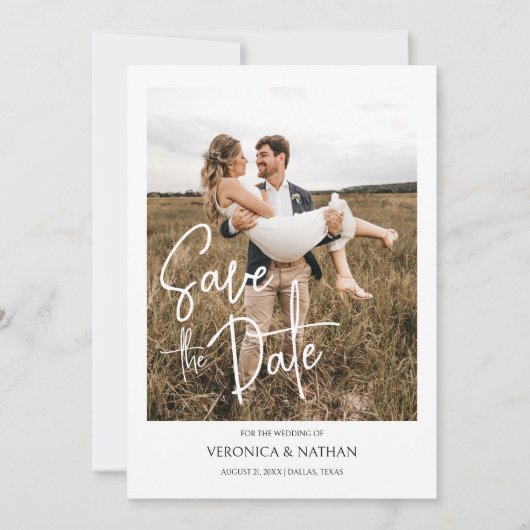 Modernes, Save the Date Foto QR Code Wedding Einladung (Vorderseite)