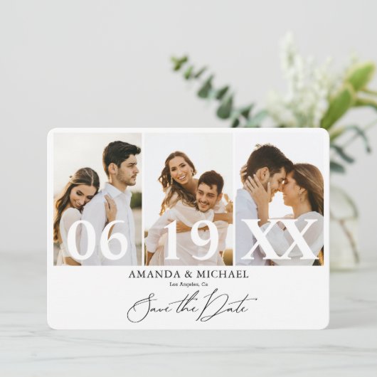 Modernes, Save the Date Foto QR Code Wedding Einladung (Stehend Vorderseite)