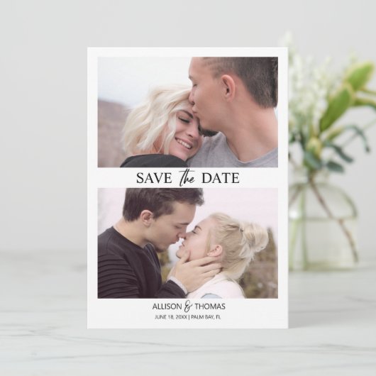 Modernes, Save the Date Foto QR Code Wedding Einladung (Stehend Vorderseite)