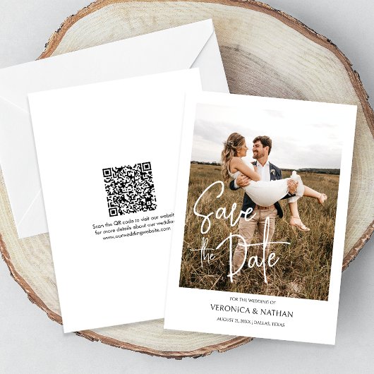 Modernes, Save the Date Foto QR Code Wedding Einladung