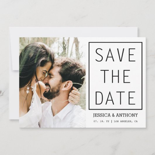 Modernes, Save the Date Foto QR Code Wedding Einladung (Vorderseite)