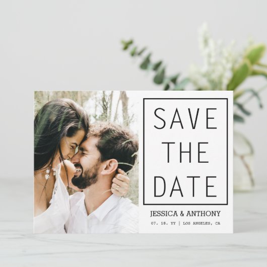 Modernes, Save the Date Foto QR Code Wedding Einladung (Stehend Vorderseite)