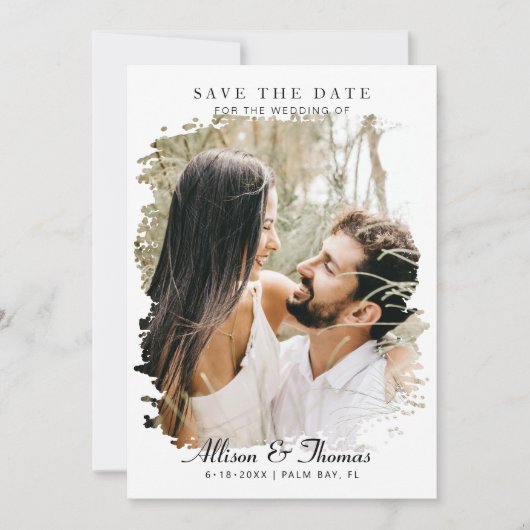 Modernes, Save the Date Foto QR Code Wedding Einladung (Vorderseite)