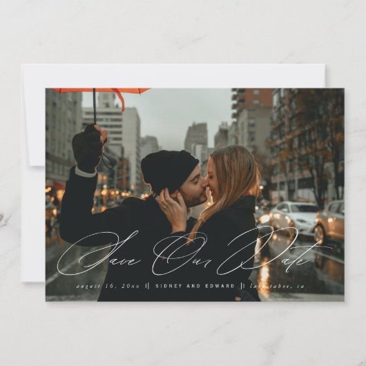 Modernes Save the Date Foto Schwarz/Weiß (Vorderseite)