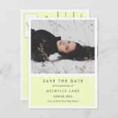 Modernes, Save the Date gelbes Foto Ankündigungspostkarte (Vorne/Hinten)